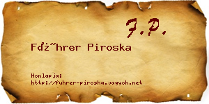 Führer Piroska névjegykártya